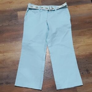 Tommy Hilfiger Blue Capris with Straight-Leg Cut With Cherry Patterned Belt